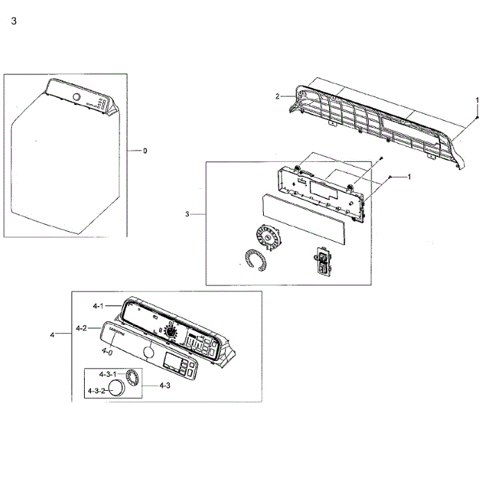 Control Panel Diagram and Parts List for DV48H7400GP A2-01 Samsung Dryer