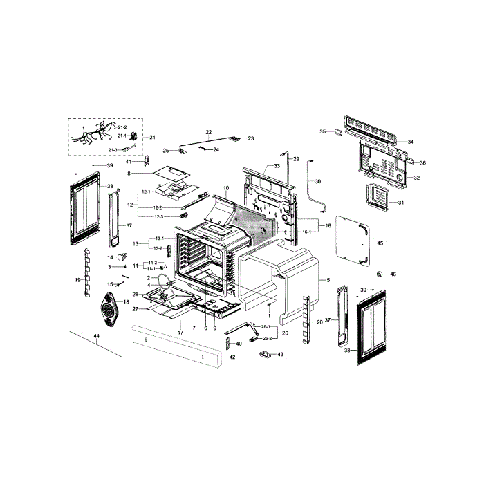 Main Assembly Diagram and Parts List for NX58F5700WS AA-03 Samsung Range