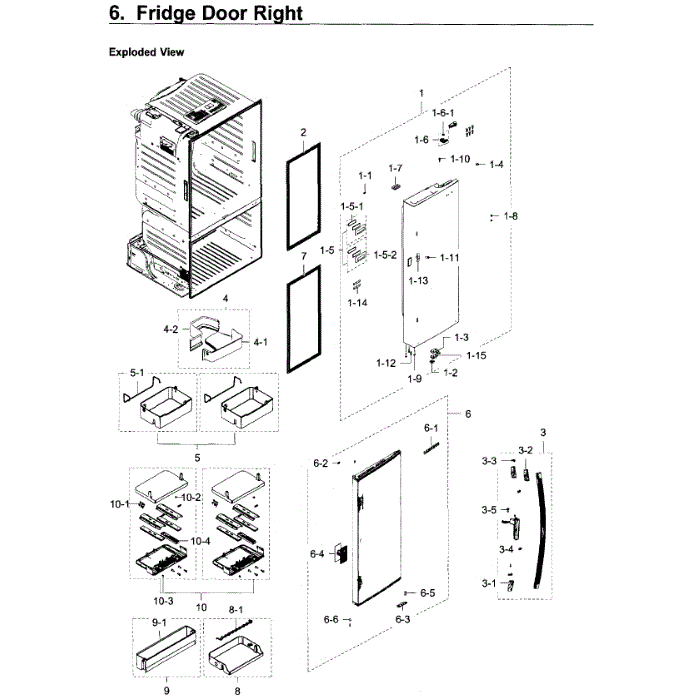 Fridge Door R Diagram and Parts List for RF28HDEDPBC AA-08 Samsung Refrigerator