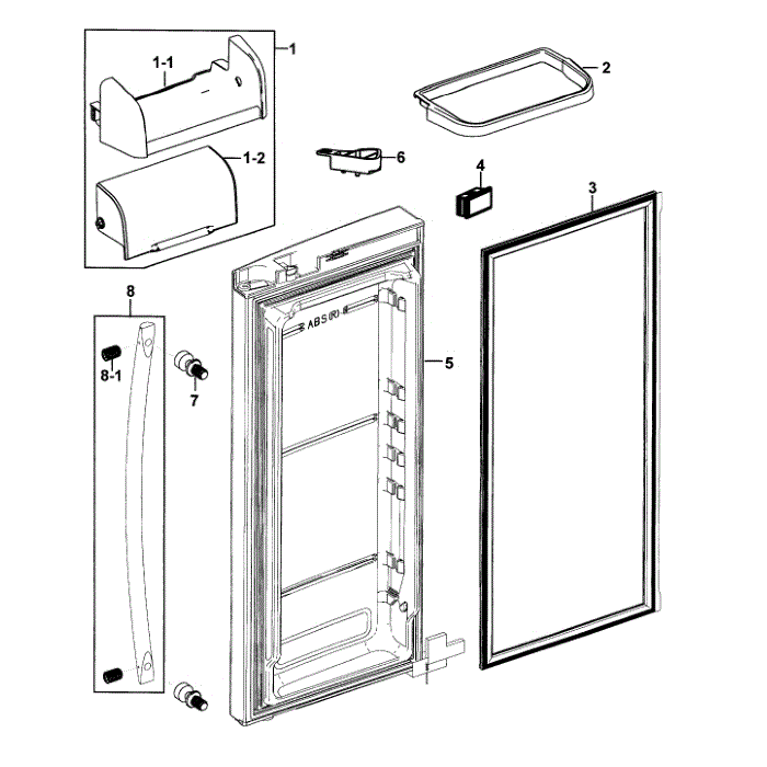 Refrigerator Door R Diagram and Parts List for RF26XAZRS XAA-00 Samsung Refrigerator