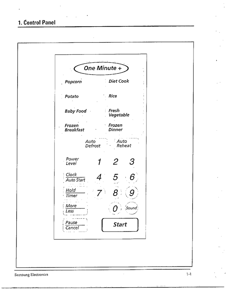 Control Panel Diagram and Parts List for MW5572W XAA Samsung Microwave