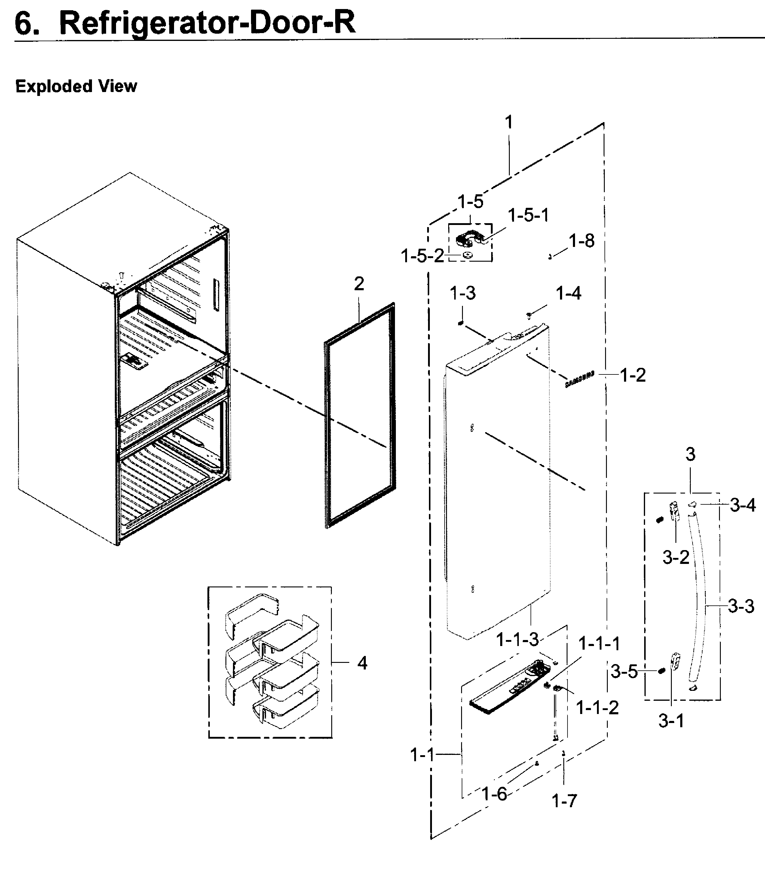 Fridge Door R Diagram and Parts List for RF30KMEDBSG AA-0000 Samsung Refrigerator