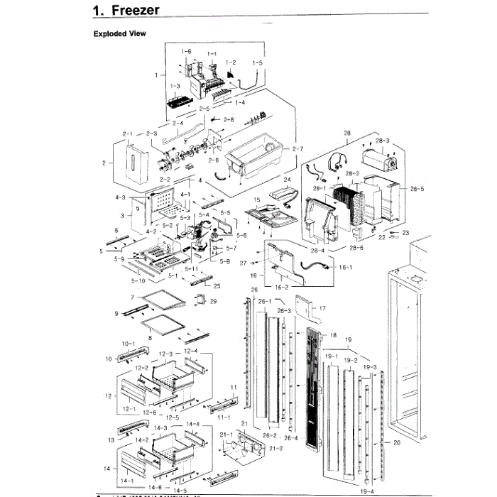 Freezer Diagram and Parts List for RS27FDBTNSR AA-00 Samsung Refrigerator