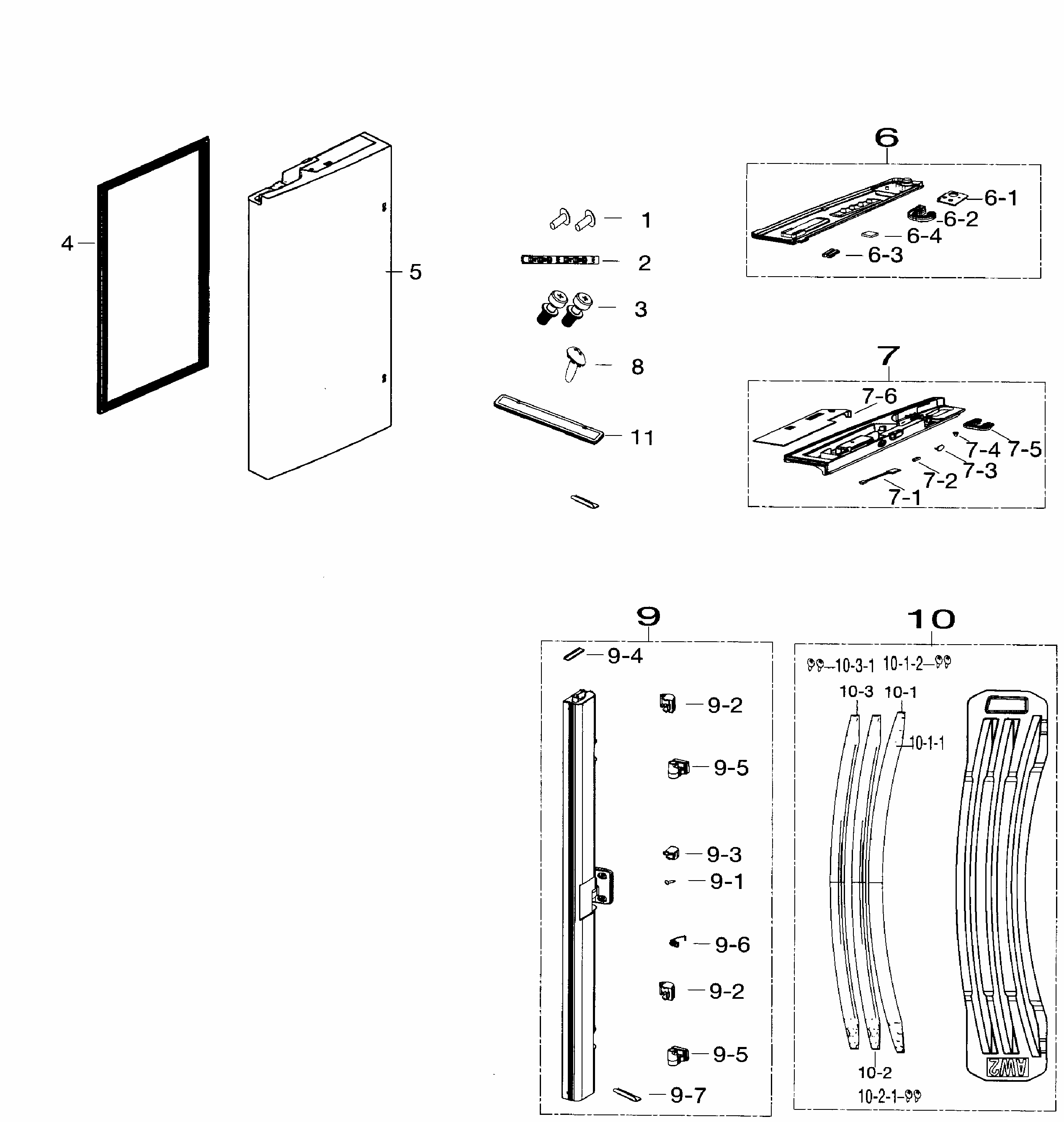 Left Door Diagram and Parts List for RF26HFENDSR AA-0002 Samsung Refrigerator