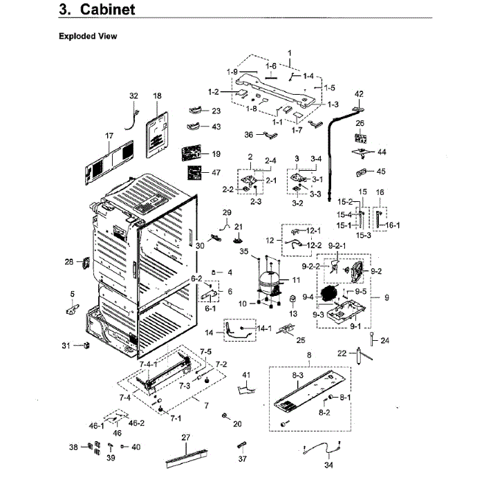 Cabinet Diagram and Parts List for RF23HCEDBWW AA-11 Samsung Refrigerator
