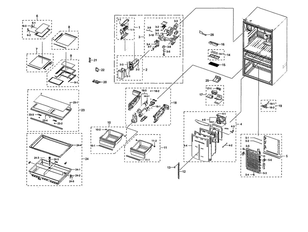 Refrigerator Diagram and Parts List for RF28R7351SR AA-00 Samsung Refrigerator