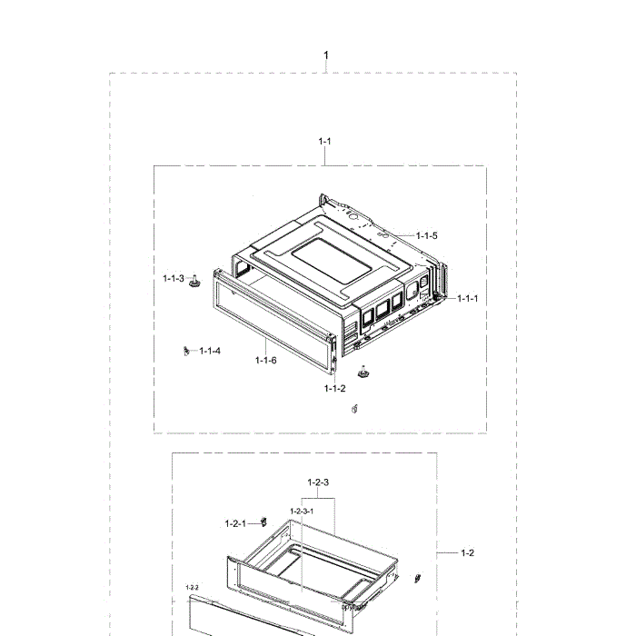 Drawer Diagram and Parts List for NE59J7630SS AA-00 Samsung Range