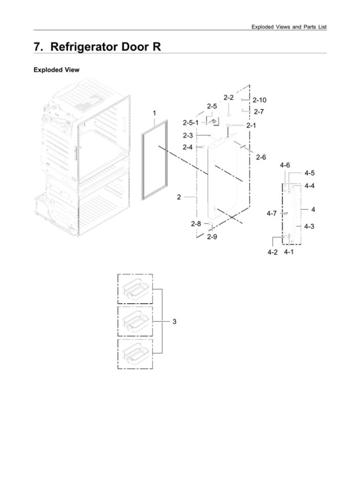 Right Refrigerator Door Diagram and Parts List for RF28HMEDBSR AA-14 Samsung Refrigerator