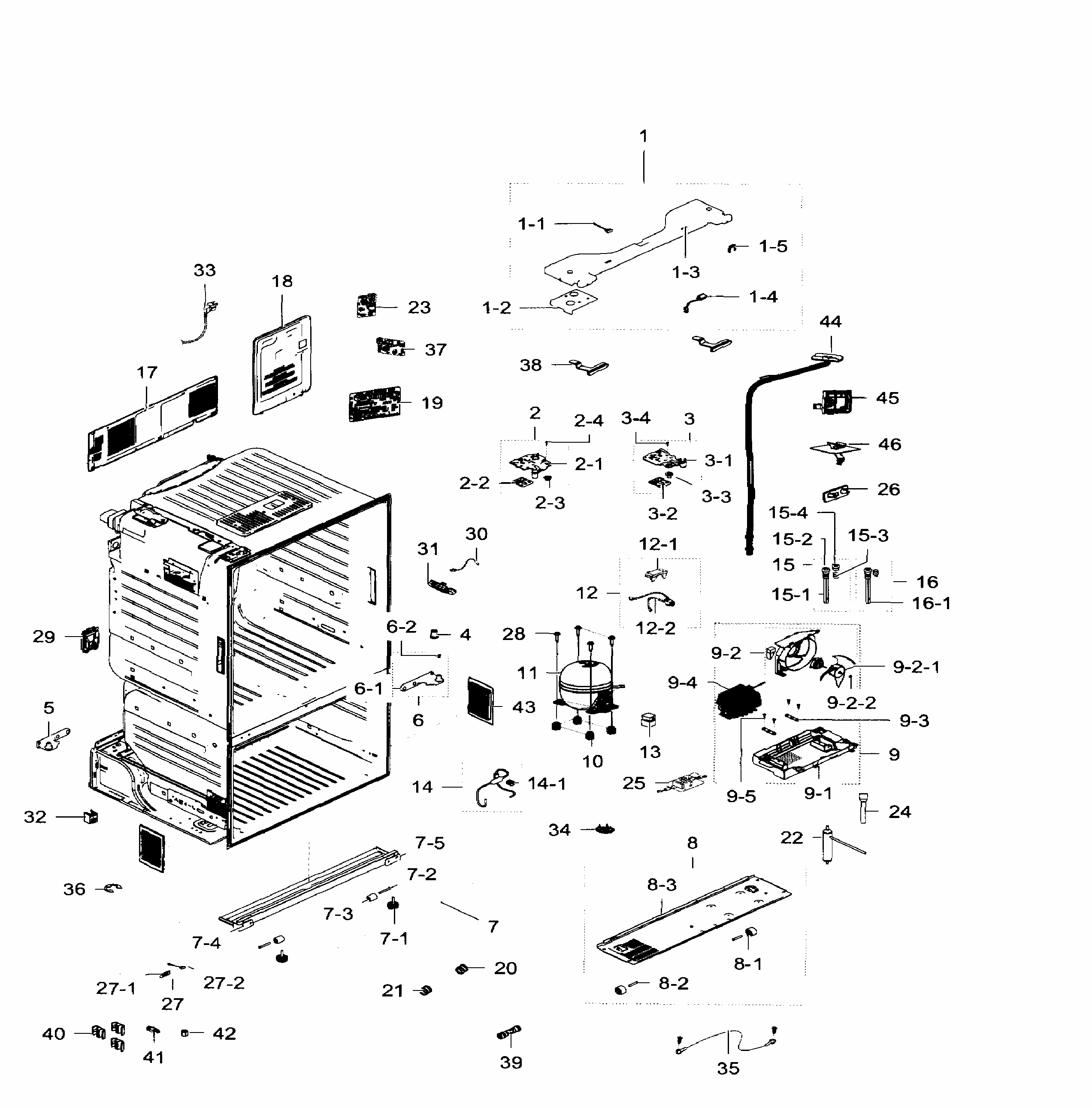 Cabinet Diagram and Parts List for RF28HFEDBWW AA-0006 Samsung Refrigerator