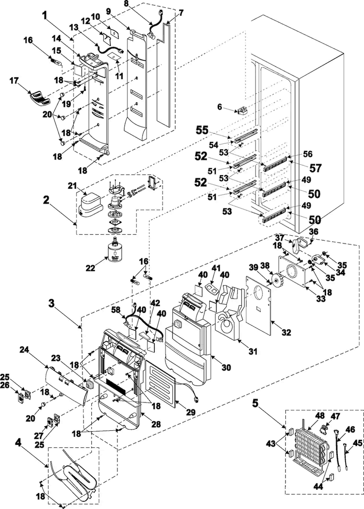 Refrigerator Compartment Diagram and Parts List for RS2544SL XAA Samsung Refrigerator