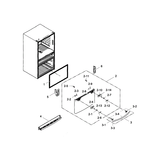 Freezer Door Diagram and Parts List for RF28HMELBSR AA-00 Samsung Refrigerator