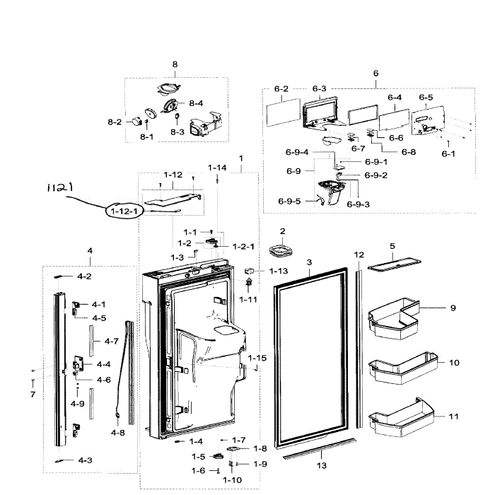 Fridge Door Lt Diagram and Parts List for RF32FMQDBSR AA-05 Samsung Refrigerator