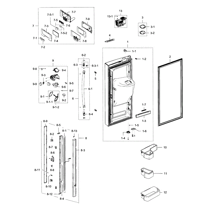 Fridge Door L Diagram and Parts List for RFG237AARS XAA-04 Samsung Refrigerator