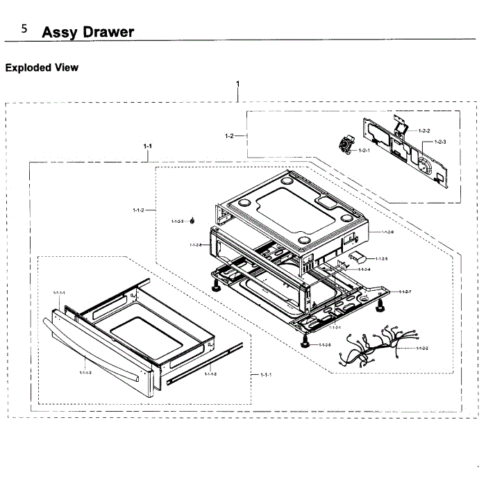 Drawer Diagram and Parts List for NY58J9850WS AA-00 Samsung Range
