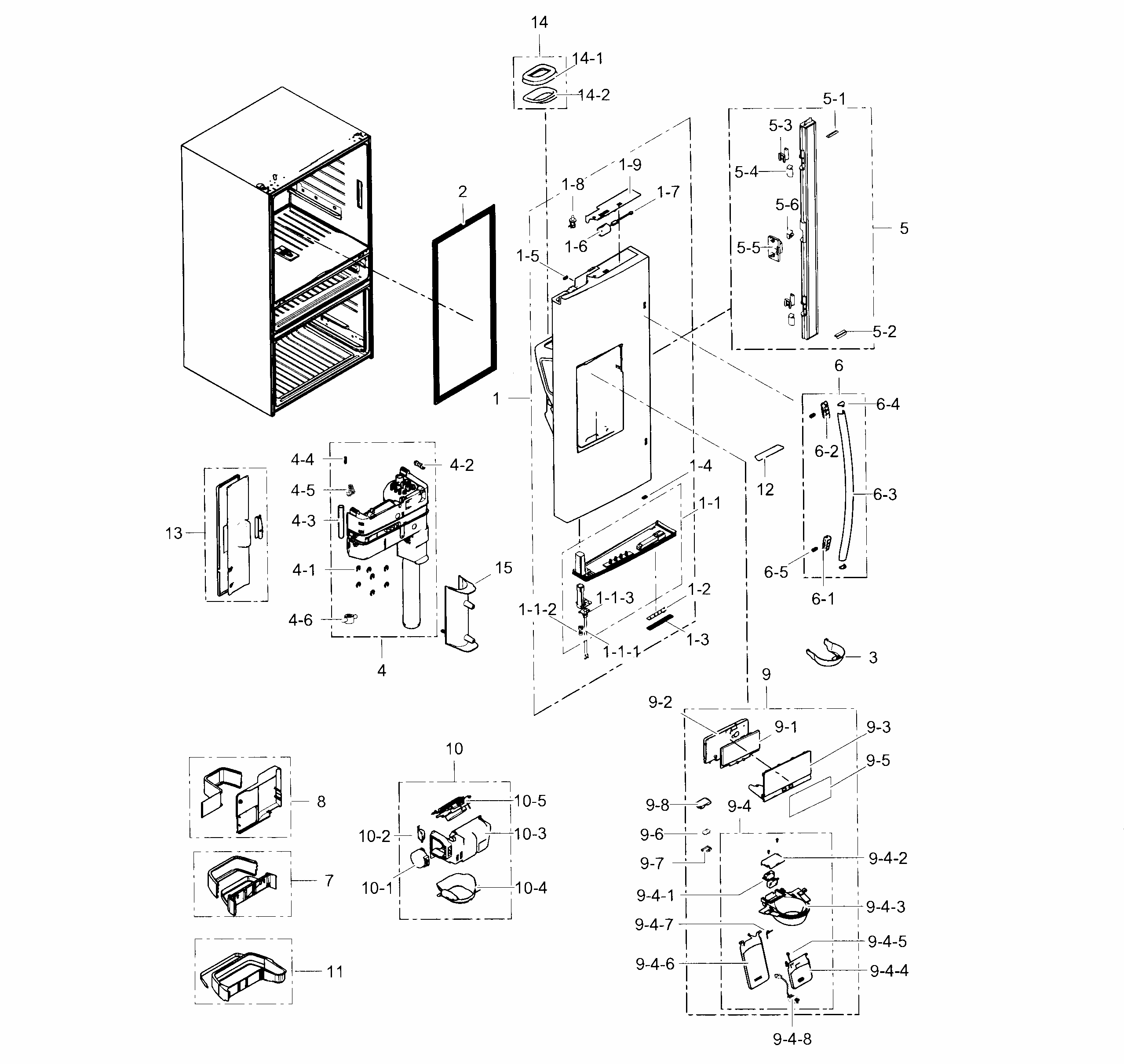 Refrigerator Door L Diagram and Parts List for RF31FMESBSR AA-0003 Samsung Refrigerator