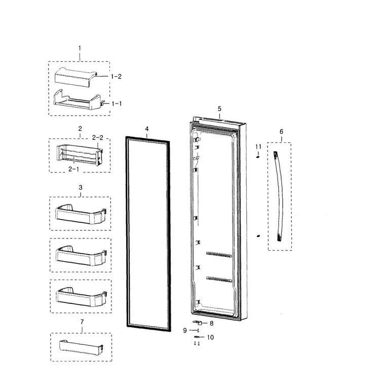 Right Door Diagram and Parts List for RSG309AARS XAA-0001 Samsung Refrigerator