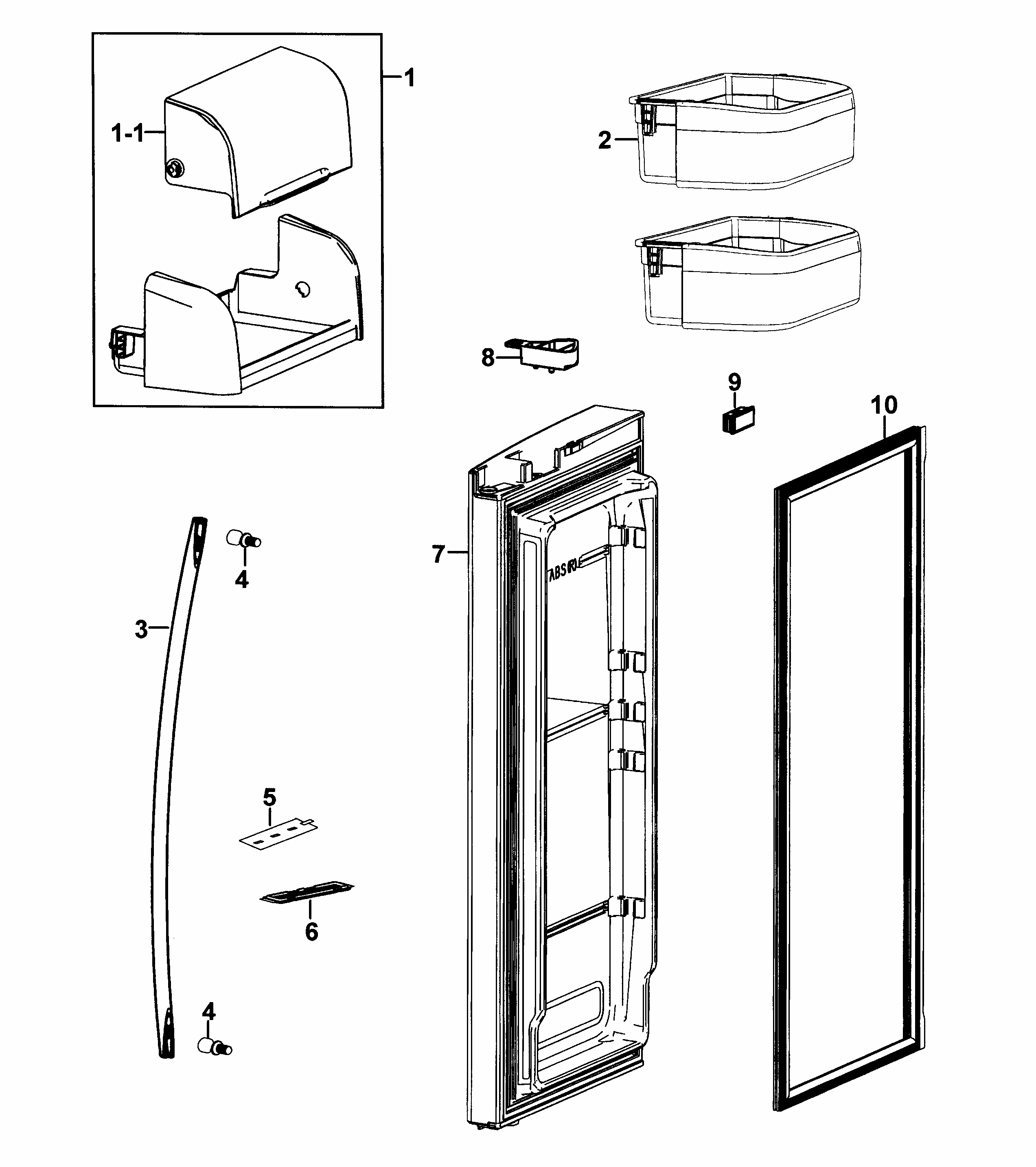 Refrigerator Door-r Diagram and Parts List for RF267AERS XAA-0001 Samsung Refrigerator