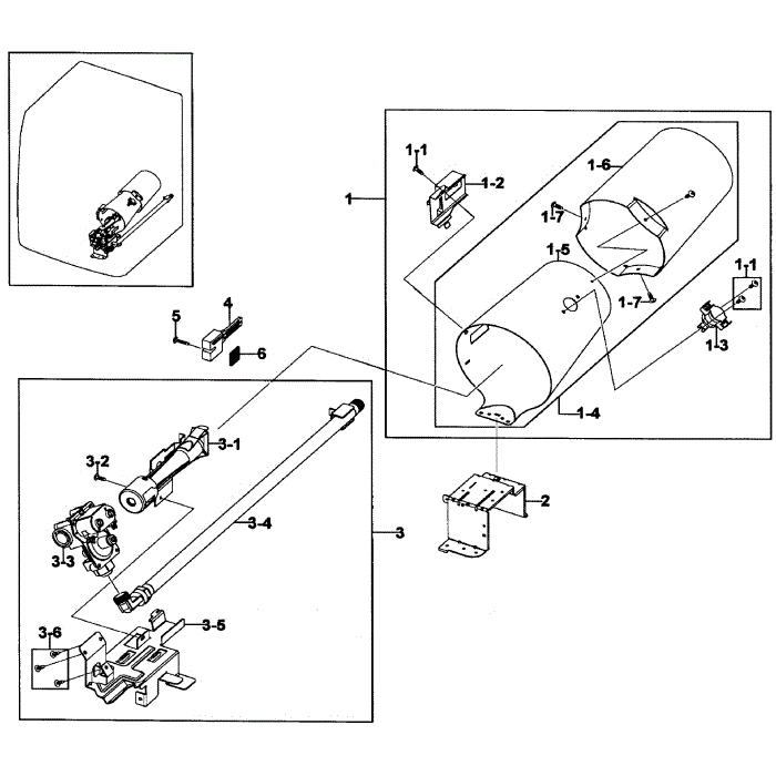 Burner Assembly Diagram and Parts List for DV419AGU XAA-01 Samsung Dryer