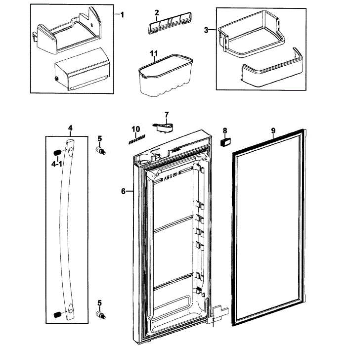Right Door Diagram and Parts List for RFG237AAPN XAA-00 Samsung Refrigerator