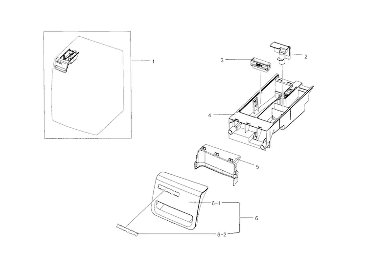 Drawer Diagram and Parts List for WF218ANB XAA-0001 Samsung Washer