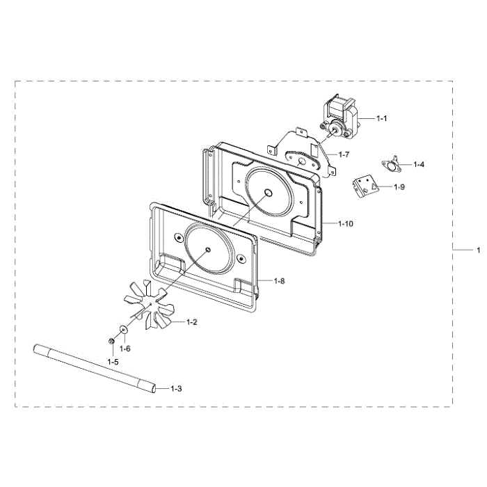 Casing Assembly Diagram and Parts List for MC11H6033CT AA-00 Samsung Microwave