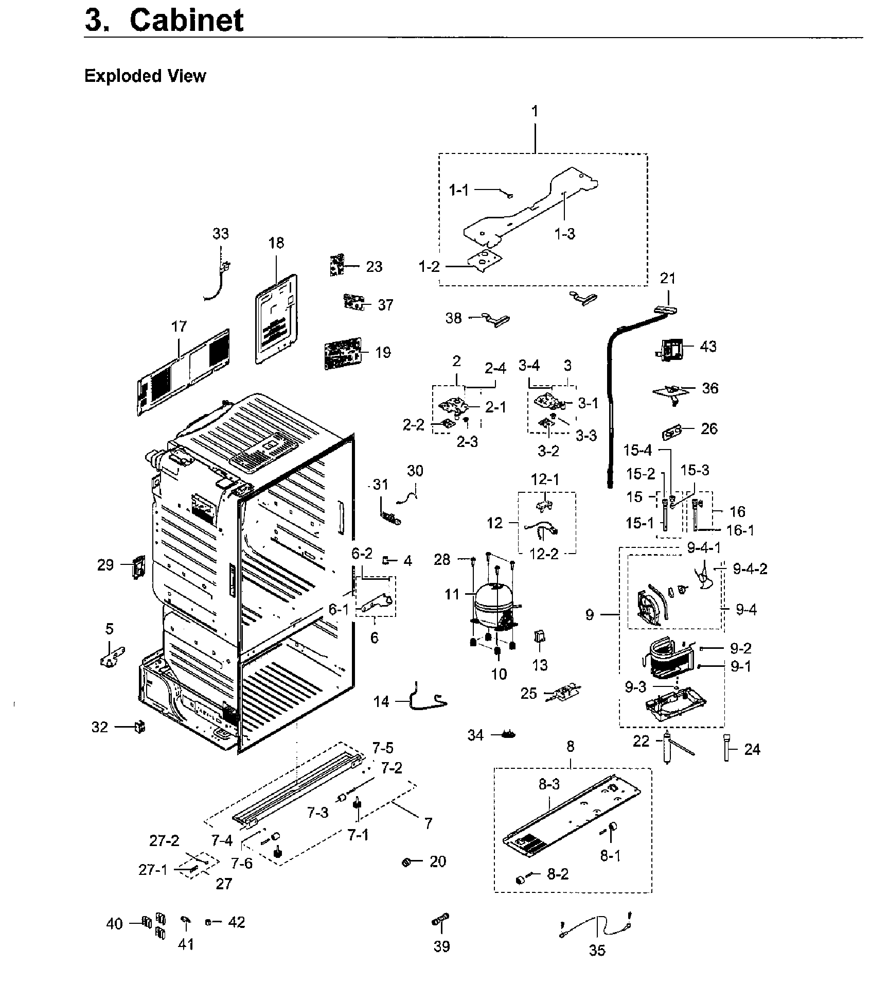 Cabinet Diagram and Parts List for RF28HFEDBWW AA-0010 Samsung Refrigerator
