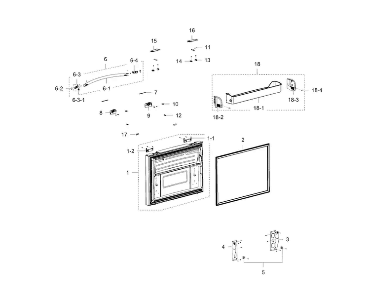 Freezer Door Diagram and Parts List for RFG237AARS XAA-0004 Samsung Refrigerator