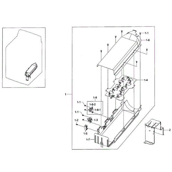Heater Assembly Diagram and Parts List for DV50F9A6EVW A2-00 Samsung Dryer