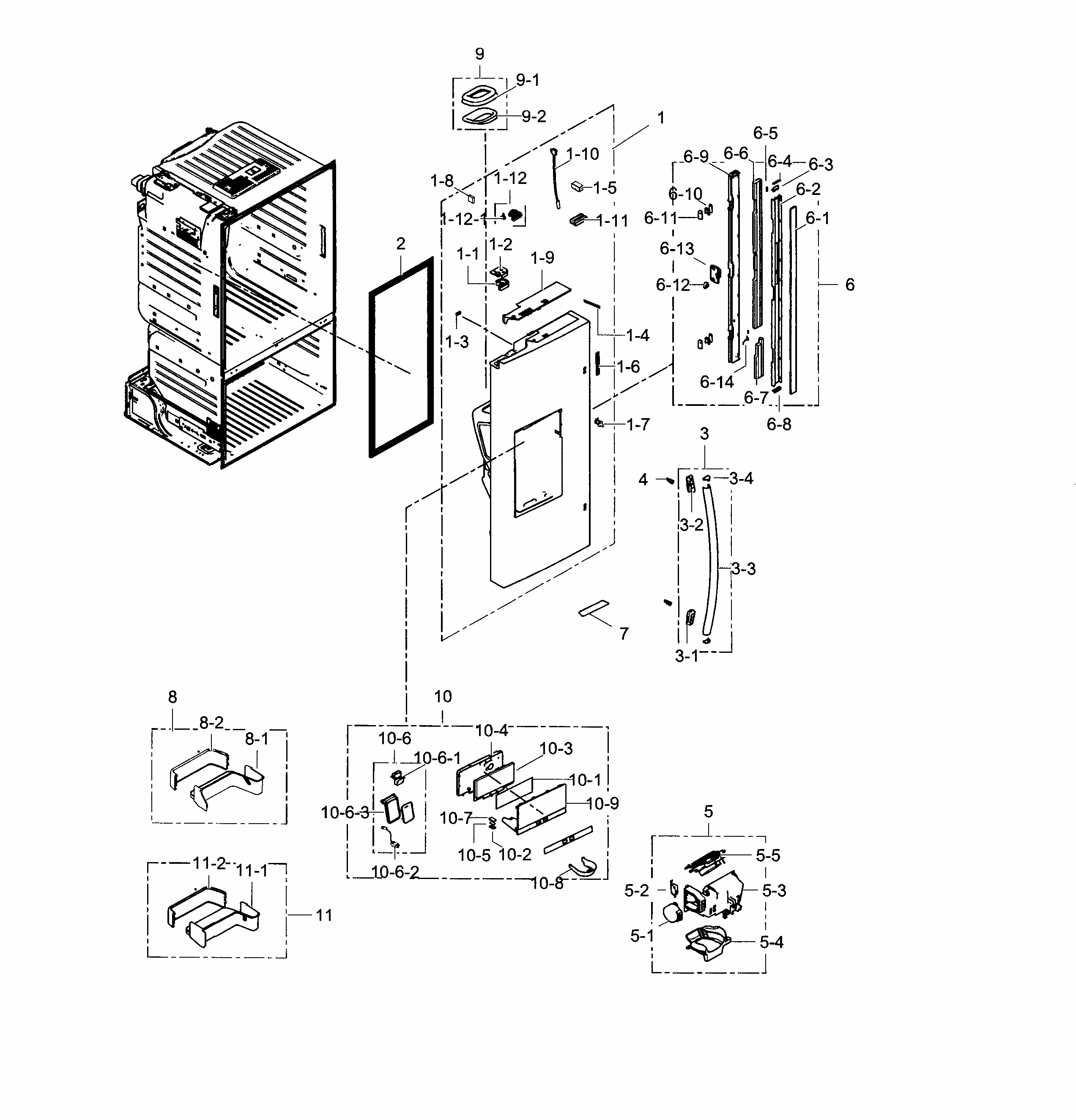 Fridge Door L Diagram and Parts List for RF28HFEDTWW AA-0003 Samsung Refrigerator