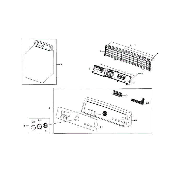 Control Panel Diagram and Parts List for DV5471AEW XAA-03 Samsung Dryer