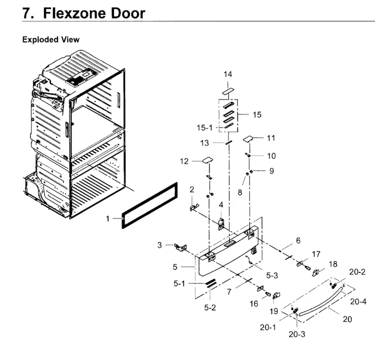 Flexzone Door Diagram and Parts List for RF4267HARS XAA-0004 Samsung Refrigerator
