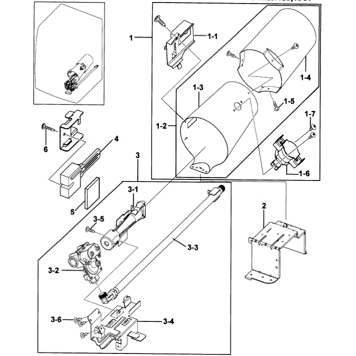Burner Diagram and Parts List for DV219AGB XAA-00 Samsung Dryer