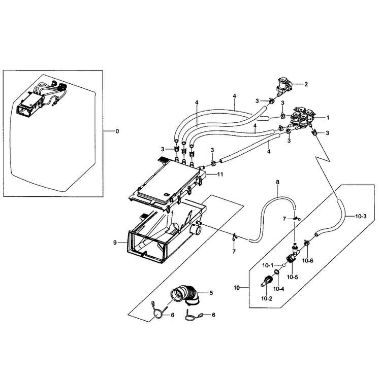 Drawer Housing Diagram and Parts List for WF455ARGSWR AA-0001 Samsung Washer