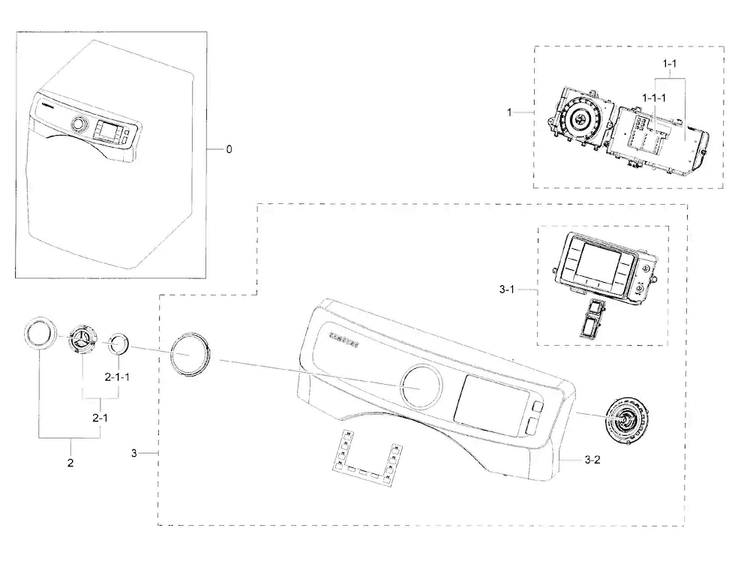 Control Panel Diagram and Parts List for DV42H5200EP A3-0000 Samsung Dryer