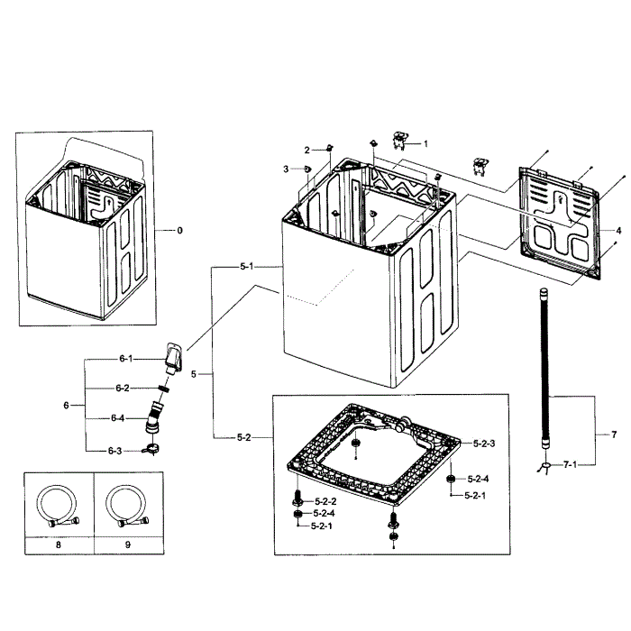 Frame Assembly Diagram and Parts List for WA476DSHAWR A1-01 Samsung Washer