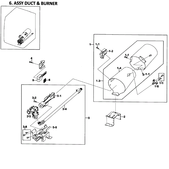Heater Assembly Diagram and Parts List for DV511AGR XAA-00 Samsung Dryer