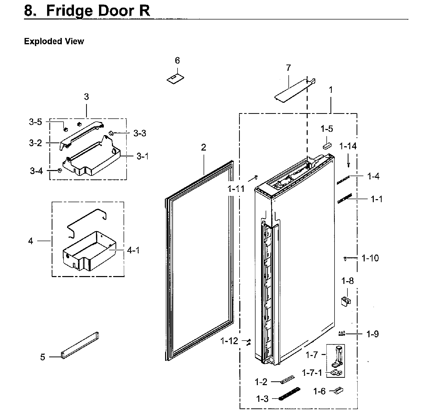 Fridge Door Rt Diagram and Parts List for RF24J9960S4 AA-0004 Samsung Refrigerator