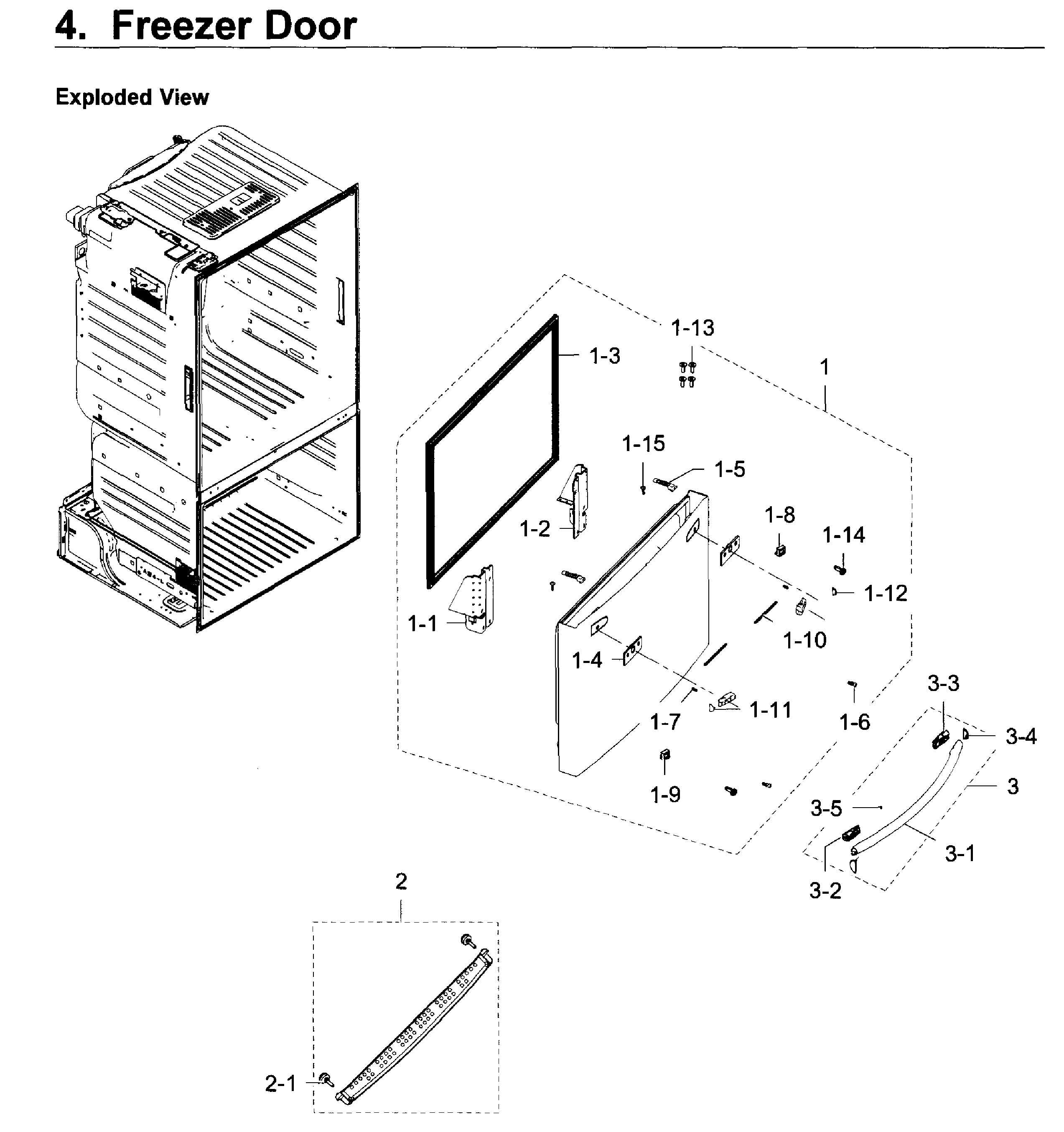 Freezer Door Diagram and Parts List for RF28HDEDPBC AA-0007 Samsung Refrigerator