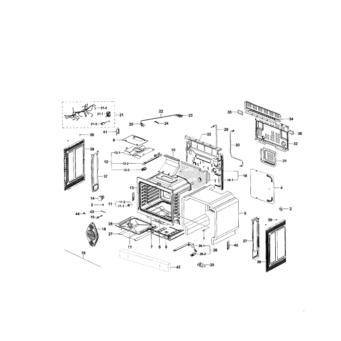Cavity Diagram and Parts List for NX58H5600SS AA-00 Samsung Range