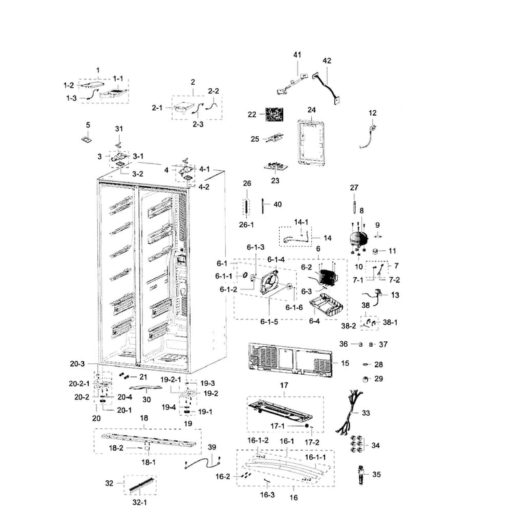 Cabinet Diagram and Parts List for RSG307AARS XAA-0002 Samsung Refrigerator