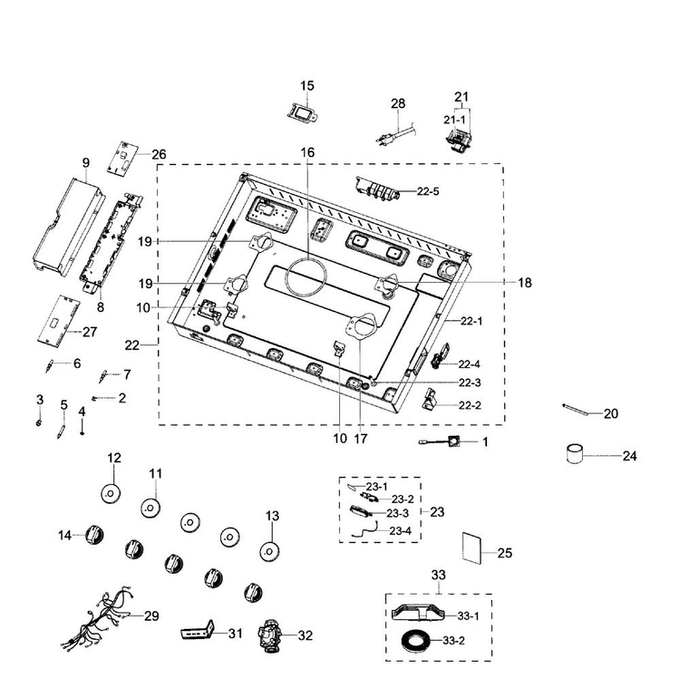 Body Diagram and Parts List for NA30K7750TG AA-0000 Samsung Cooktop