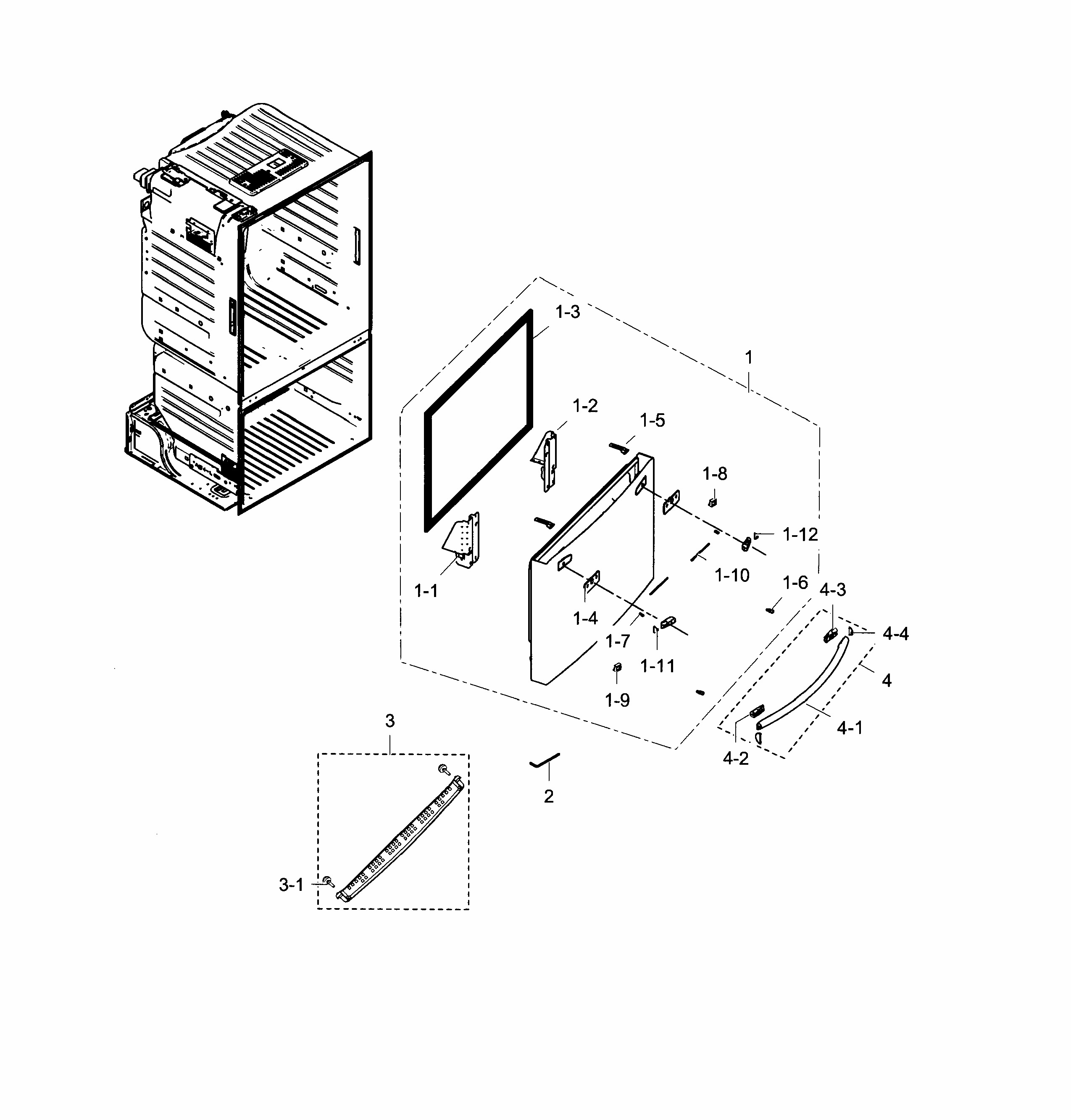 Freezer Door Diagram and Parts List for RF28HDEDTSR AA-0002 Samsung Refrigerator