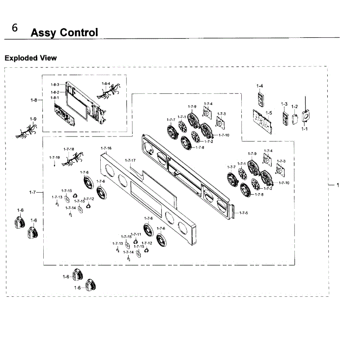 Control Diagram and Parts List for NV51K7770DG AA-00 Samsung Wall Oven