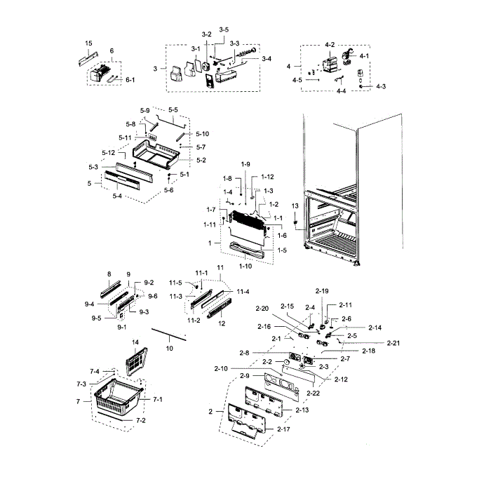 Freezer Diagram and Parts List for RFG297HDWP XAA-04 Samsung Refrigerator