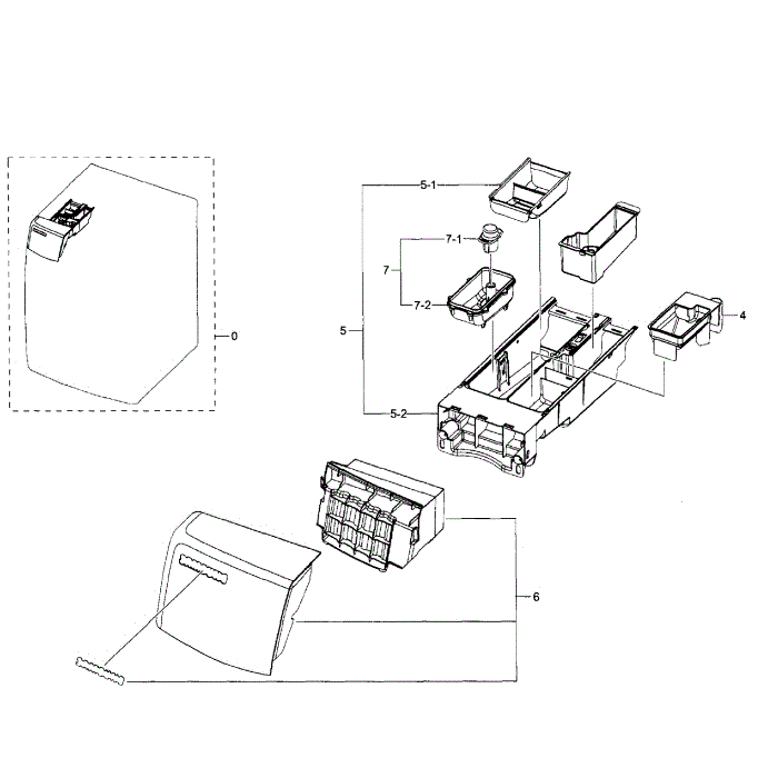Drawer Diagram and Parts List for WF511ABR XAA-02 Samsung Washer