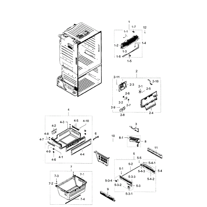 Freezer Diagram and Parts List for RF28HFEDBSR AA-09 Samsung Refrigerator
