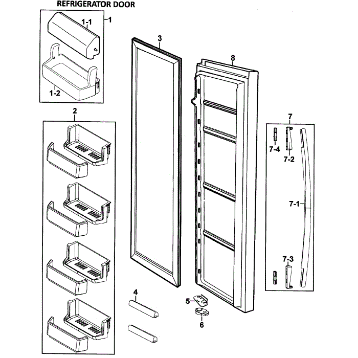 Right Door Diagram and Parts List for RS277ACWP XAA-00 Samsung Refrigerator