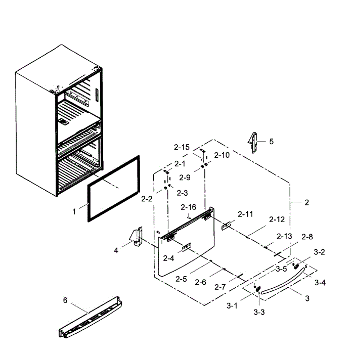 Freezer Door Diagram and Parts List for RF31FMEDBBC AA-04 Samsung Refrigerator