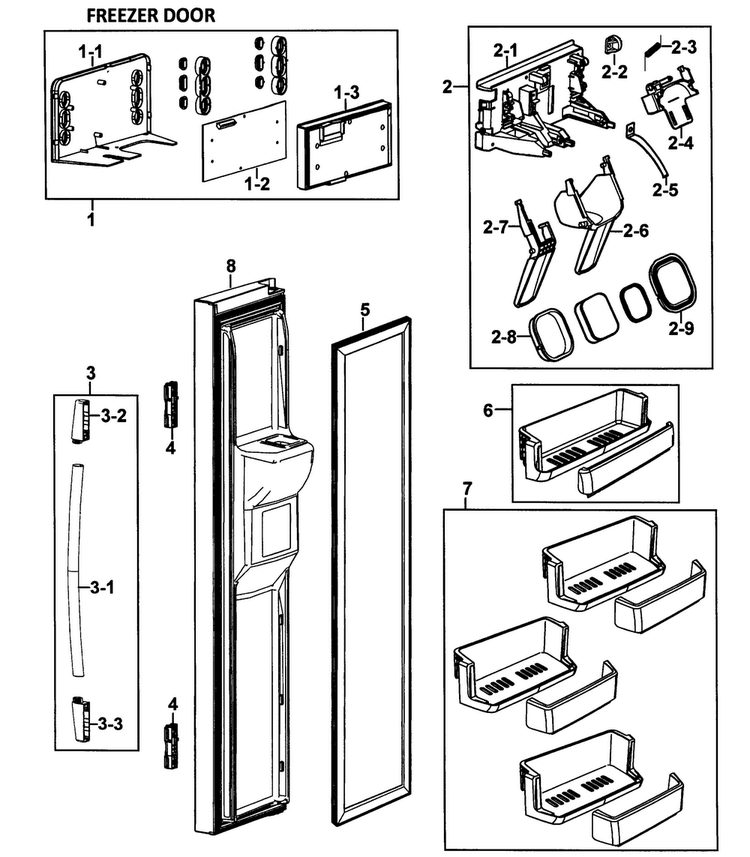Left Door Diagram and Parts List for RS265LBWP XAA-0000 Samsung Refrigerator