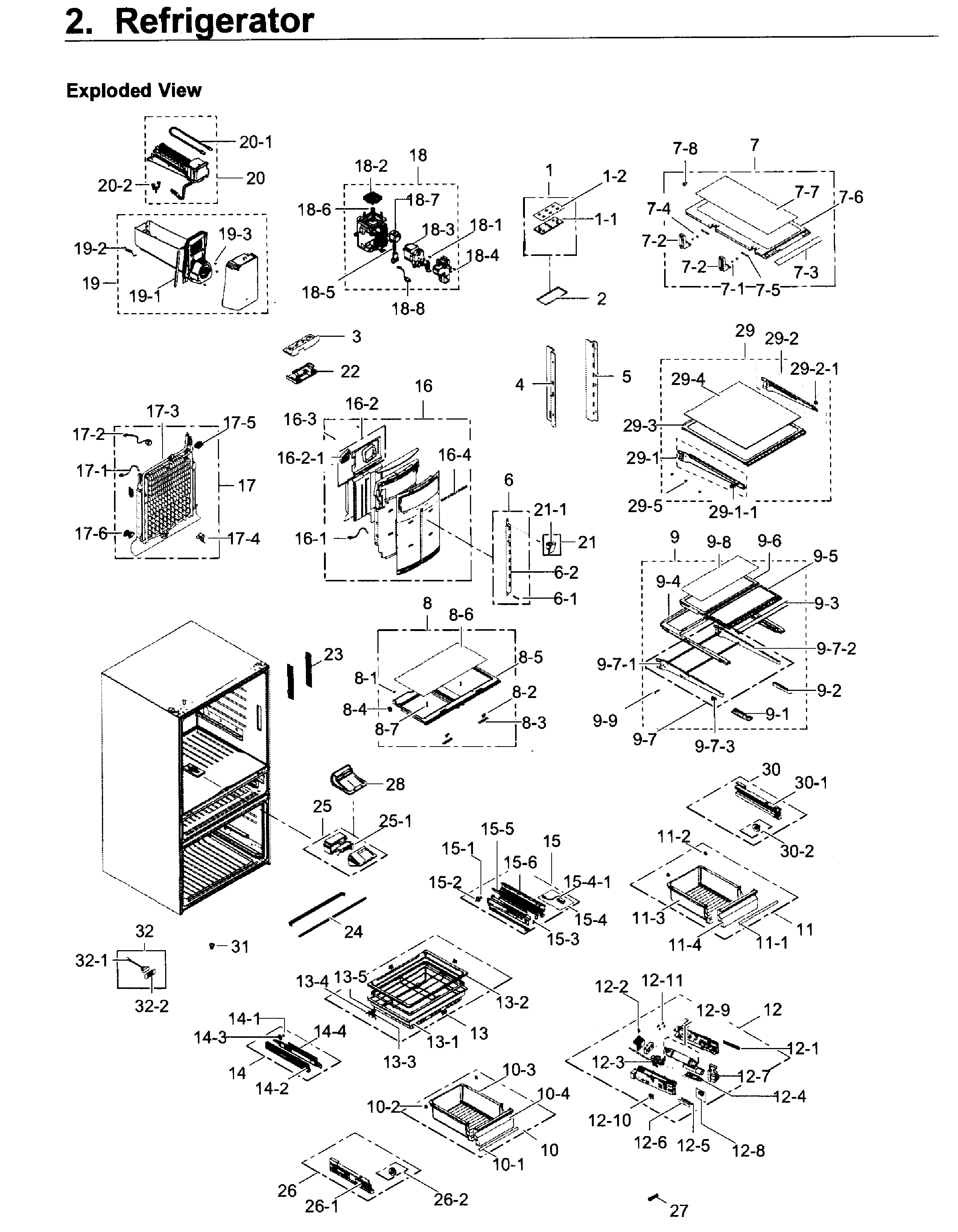 Fridge Diagram and Parts List for RF22KREDBSG AA-0002 Samsung Refrigerator